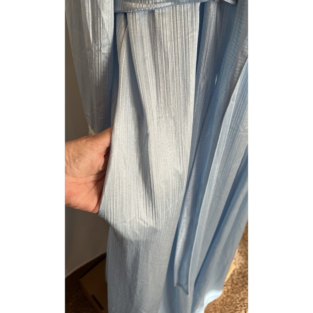 Vintage 70's Tom Bezduda for‎ Barad Two Piece Satin Peignoir Set USA Blue Med - Picture 6 of 16